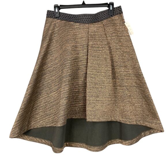 HD in Paris Anthropologie Skirt Metallic Gold Cotton Blend Skirt Size M